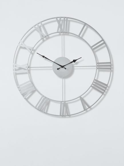 John Lewis Roman Numeral Skeleton Wall Clock, 60cm, Silver/Black, Silver/Black