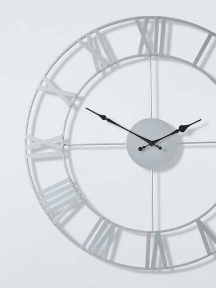 John Lewis Roman Numeral Skeleton Wall Clock, 60cm, Silver/Black - view 2, Silver/Black