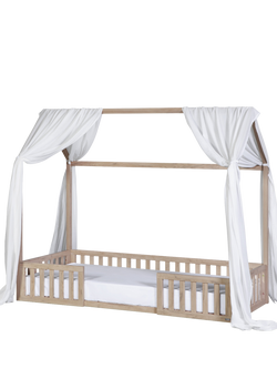 Tutti Bambini Casa Montessori Toddler House Floor Bed and Curtains, Harvest Oak, Harvest Oak