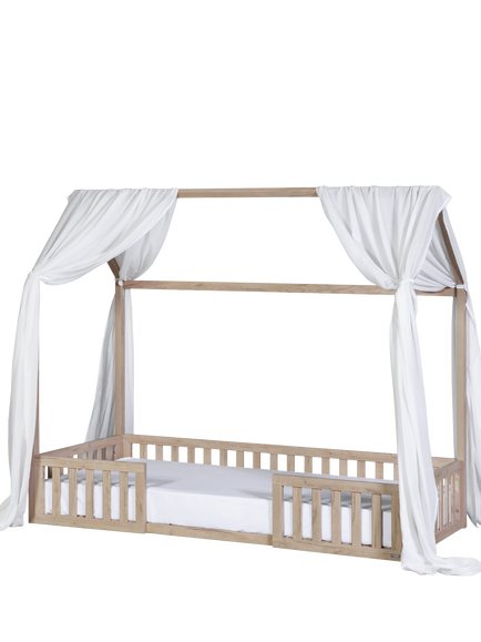 Tutti Bambini Casa Montessori Toddler House Floor Bed and Curtains, Harvest Oak, Harvest Oak