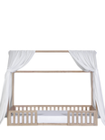 Tutti Bambini Casa Montessori Toddler House Floor Bed and Curtains, Harvest Oak