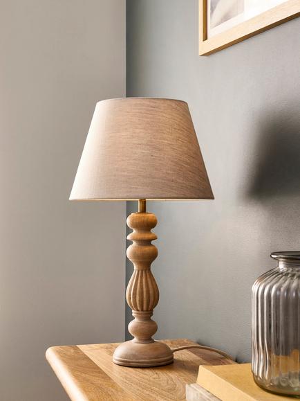 John Lewis Norma Mango Wood Lamp Base, White Washed - view 2, White Washed