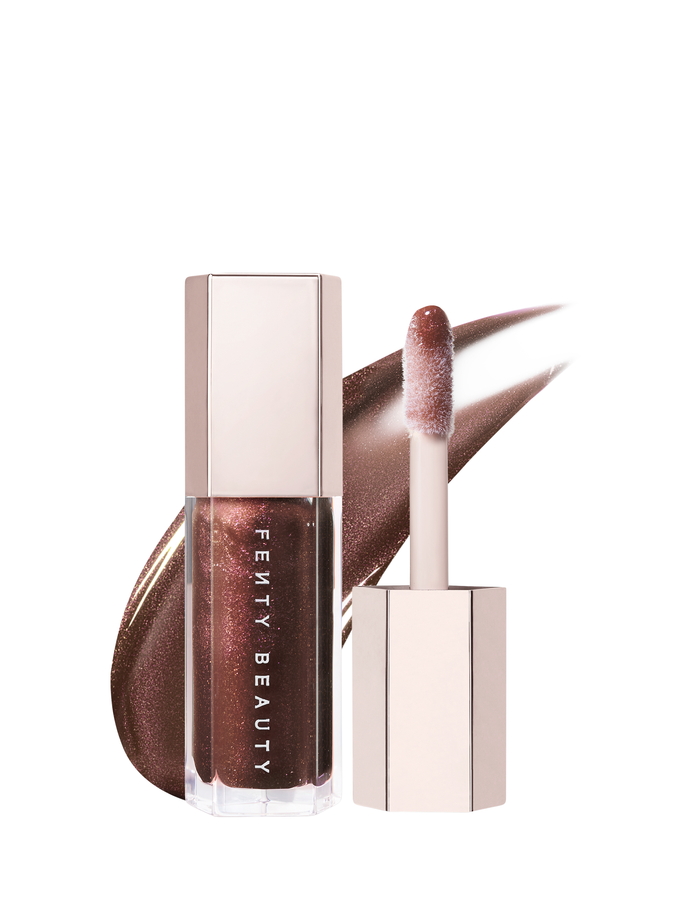 Product image 1 of 8, which shows Fenty Beauty Gloss Bomb Universal Lip Luminiser, Hot Chocolit