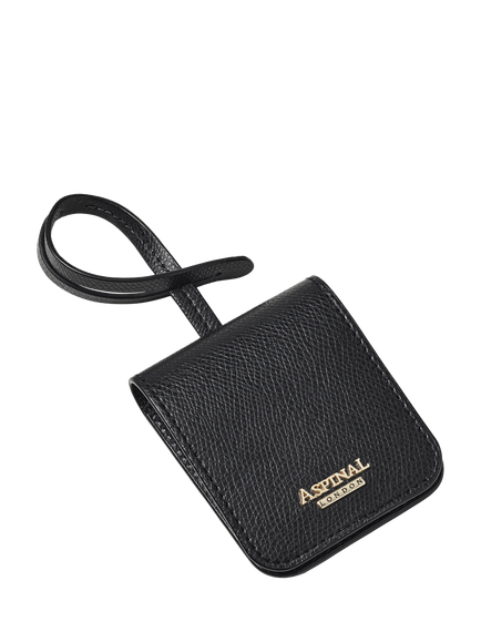 Aspinal of London Leather Travel Luggage Tag, Black, Black