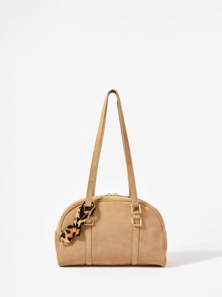 Mint Velvet Suede Shoulder Bag, Natural, Natural