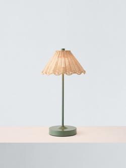 John Lewis Nellie Rechargeable Portable Rattan Indoor/Outdoor Table Lamp, Green