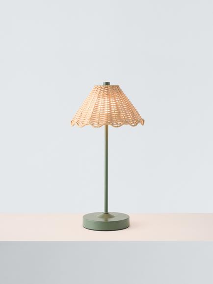 John Lewis Nellie Rechargeable Portable Rattan Indoor/Outdoor Table Lamp, Green