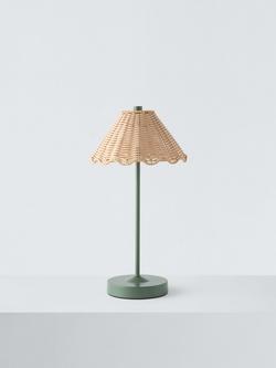 John Lewis Nellie Rechargeable Portable Rattan Indoor/Outdoor Table Lamp - view 2, Green