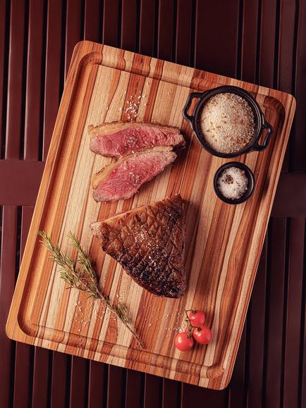 Tramontina Cut Handle Juice Grooves Large Chopping Board, FSC-Certified (Teak Wood) - view 2, Oil Teak