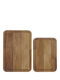 Tramontina Juice Grooves Chopping Board, Set of 2, FSC-Certified (Teak Wood), Oil Teak