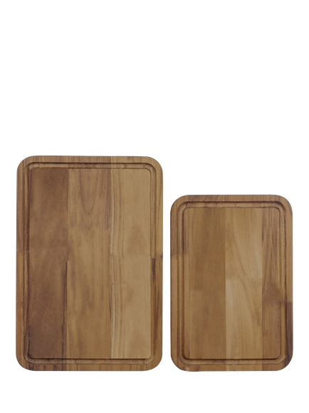 Tramontina Juice Grooves Chopping Board, Set of 2, FSC-Certified (Teak Wood), Oil Teak