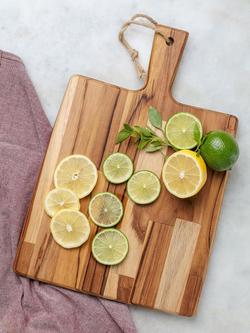 Tramontina Hanging Hole Square Chopping/Serving Board with Handle, FSC-Certified (Teak Wood) - view 2, Oil Teak