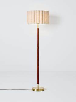 John Lewis Scalloped Drum Shade Walnut Wood Base Floor Lamp, Natural, Natural