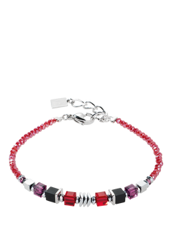 COEUR DE LION Swarovski Onyx Haematite Bracelet, Red/Silver, Red/Silver