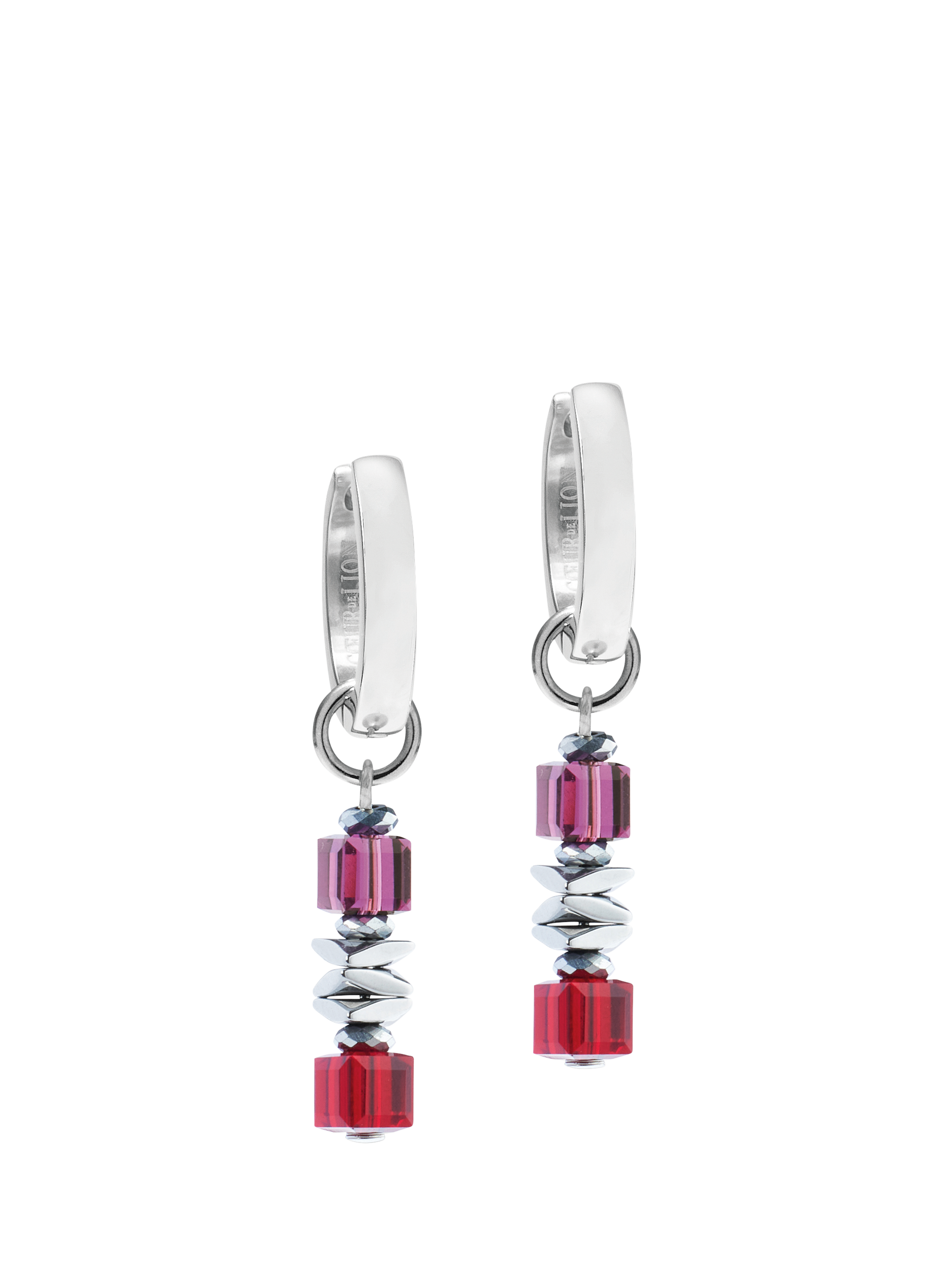 Product image 1 of 1, which shows COEUR DE LION Swarovski Hematite Drop Earrings, Red/Silver
