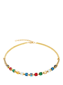 COEUR DE LION Swarovski Crystals Hematite Cube Necklace, Gold, Multi/Gold