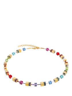 COEUR DE LION Swarovski Cube Necklace, Rainbow/Gold, Rainbow/Gold