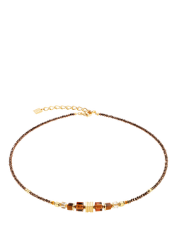 COEUR DE LION Swarovski Wave Cube Necklace, Brown/Gold, Brown/Gold