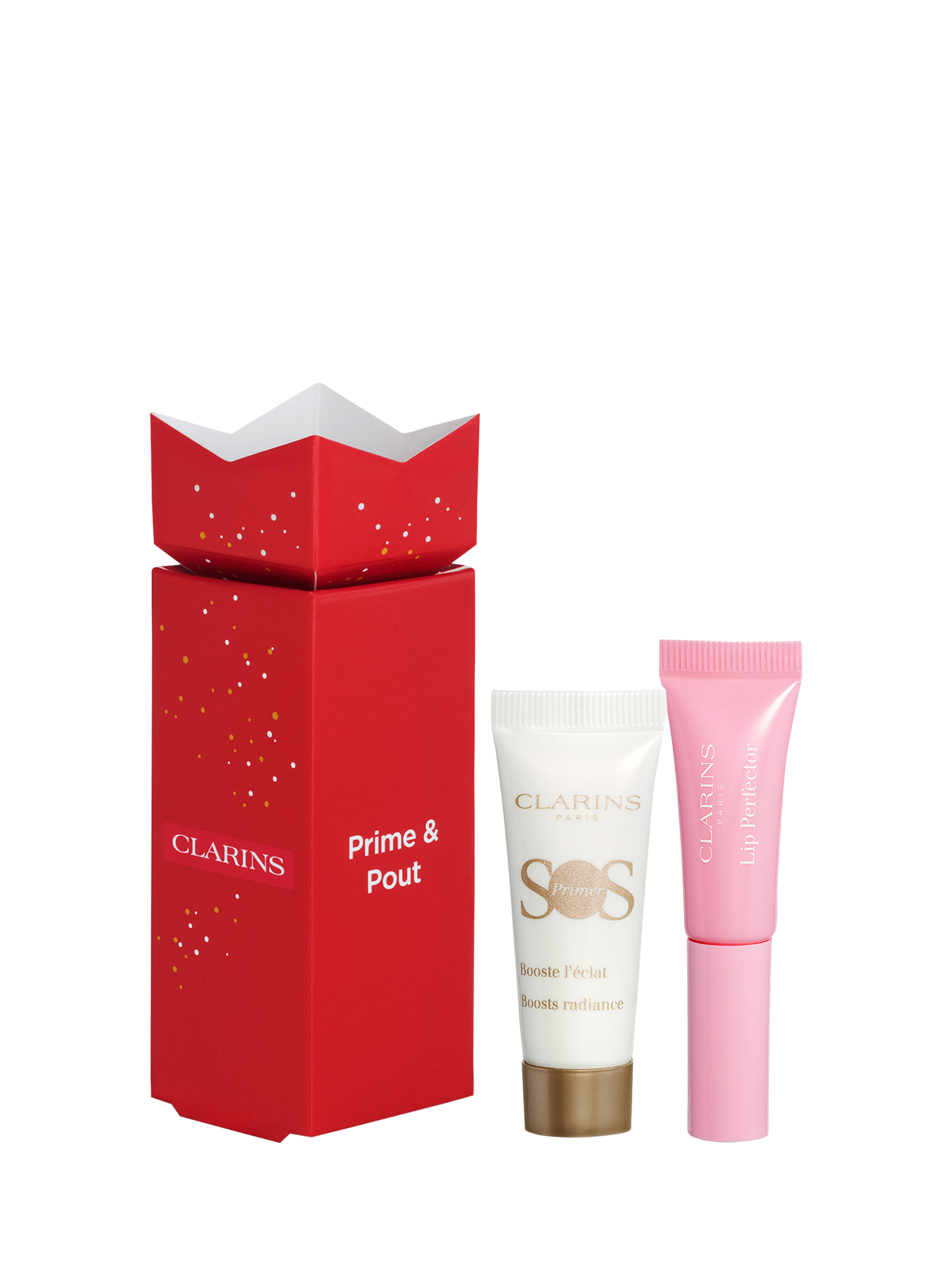 Product image 2 of 4, which shows Clarins Prime & Pout Stocking Filler Makeup Gift Set