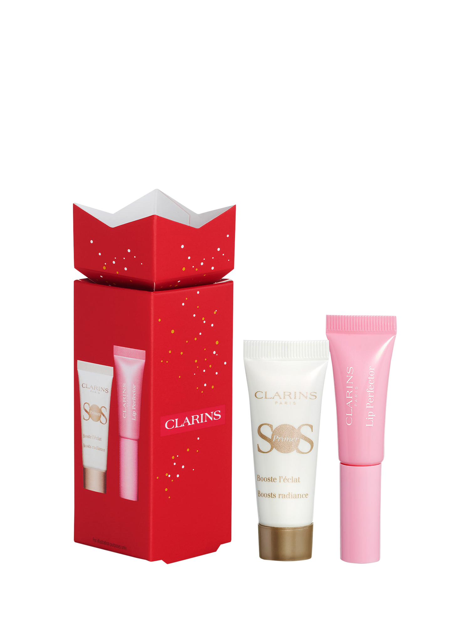 Product image 1 of 4, which shows Clarins Prime & Pout Stocking Filler Makeup Gift Set