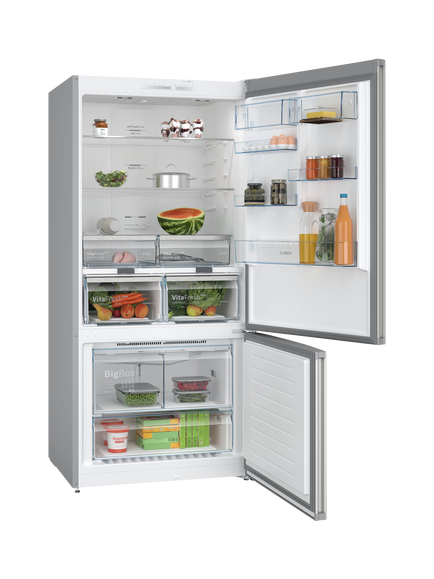 Bosch Series 4 KGN86VIEAG Freestanding 70/30 Fridge Freezer, Brushed Steel - view 2, Brushed Steel