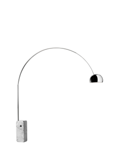 Flos Arco Carrara Marble Base Floor Lamp, Grey Steel