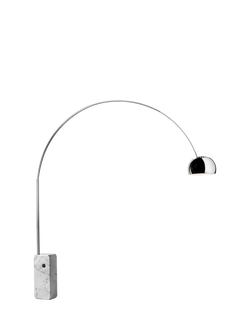 Flos Arco Carrara Marble Base Floor Lamp, Grey Steel, Steel
