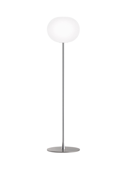Flos Glo-Ball Opaline Glass Floor Lamp, White, Silver