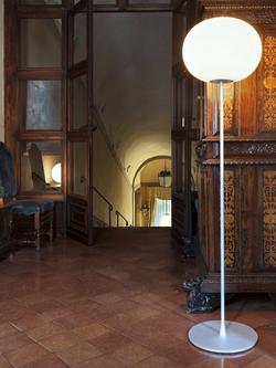 Flos Glo-Ball Opaline Glass Floor Lamp, White - view 2, Silver