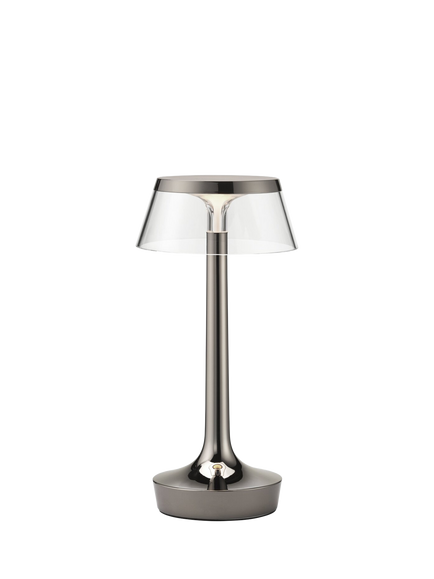 Flos Philippe Starck Bon Jour Unplugged Rechargeable Cordless Table Lamp, Black Chrome, Black Chrome