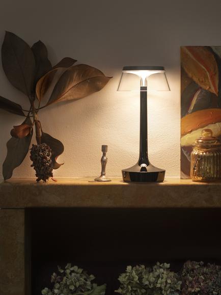 Flos Philippe Starck Bon Jour Unplugged Rechargeable Cordless Table Lamp, Black Chrome - view 2, Black Chrome