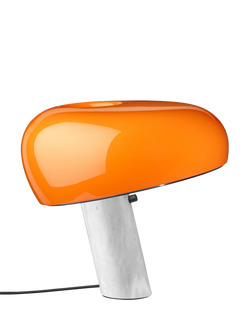 Flos Snoopy Carrara Marble Base Table Lamp, Orange, Orange