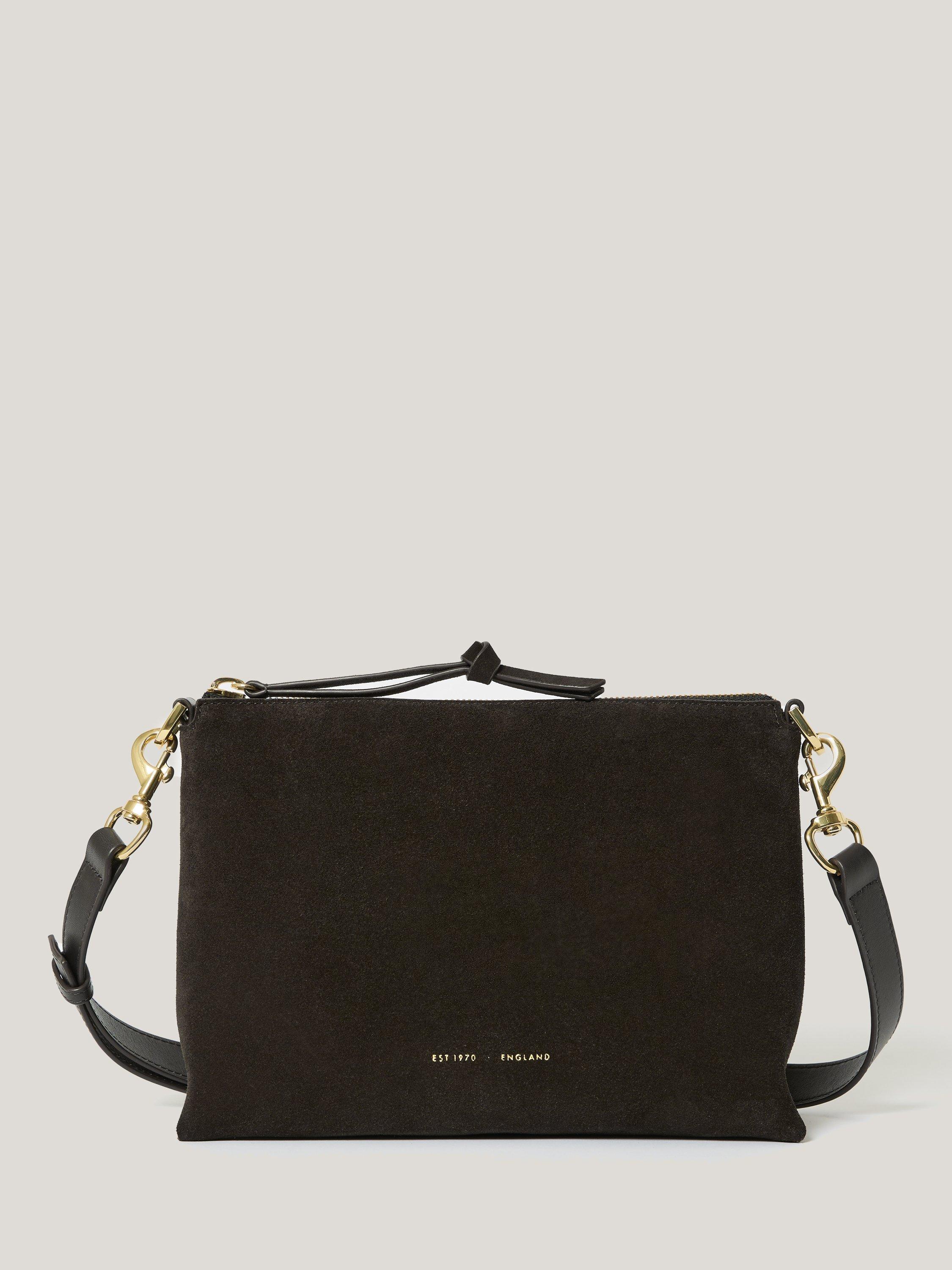 Jigsaw Ava Suede Crossbody Saddle Bag, Chocaolte