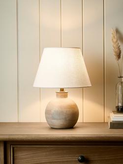 John Lewis Emi Mango Wood Table Lamp Base, White Washed - view 2, White Washed