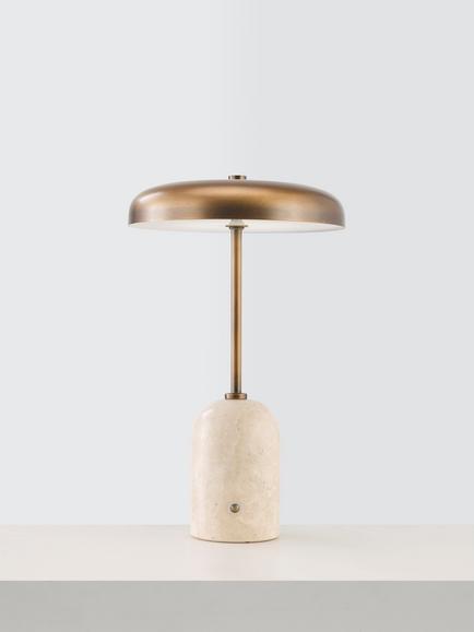 John Lewis Arden Marble Base Rechargeable LED Table Lamp, Travertine