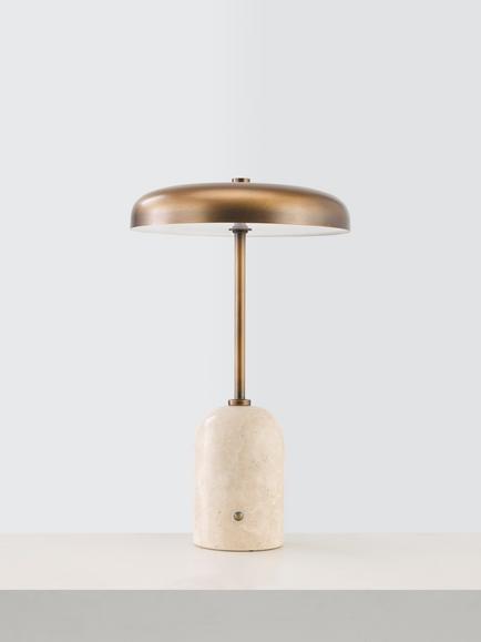 John Lewis Arden Marble Base Rechargeable LED Table Lamp - view 2, Travertine
