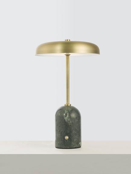 John Lewis Arden Marble Base Rechargeable LED Table Lamp, Green Marble