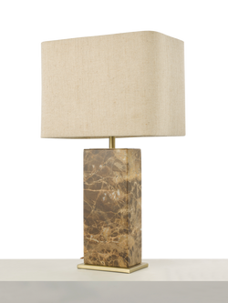 John Lewis Coco Marble Base Table Lamp, Brown - view 2, Coco Marble