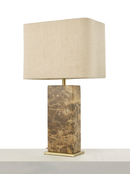 John Lewis Coco Marble Base Table Lamp, Brown - view 2, Coco Marble