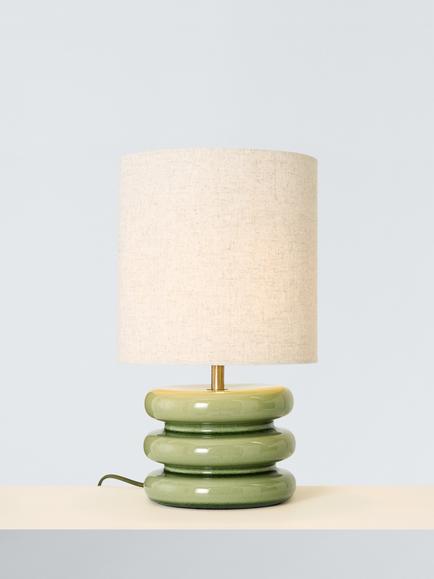 John Lewis Terra Ceramic Base Table Lamp, Green, Green