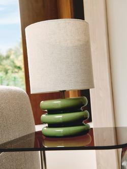John Lewis Terra Ceramic Base Table Lamp, Green - view 2, Green