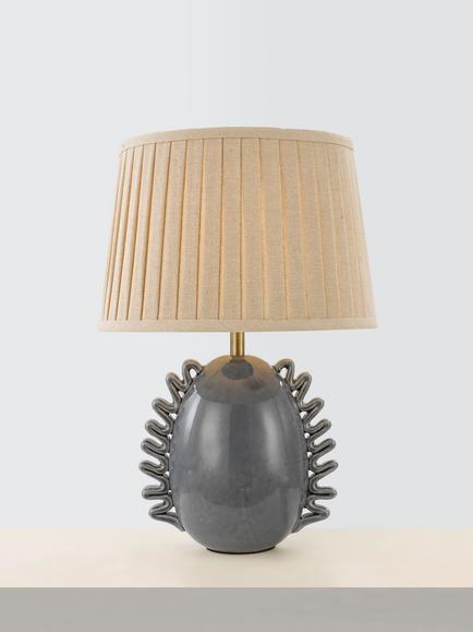 John Lewis Ruffle Ceramic Base Table Lamp, Blue, Blue