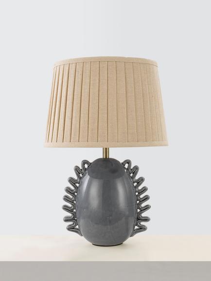 John Lewis Ruffle Ceramic Base Table Lamp, Blue - view 2, Blue