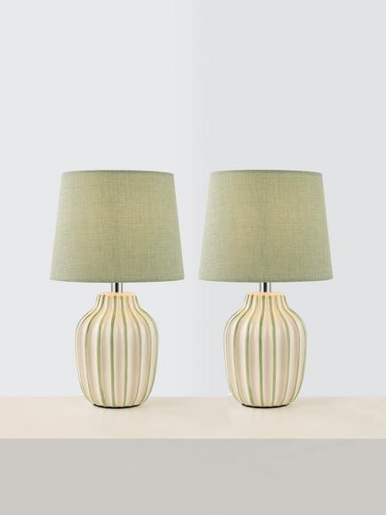 John Lewis Trevone Ceramic Table Lamp, Green