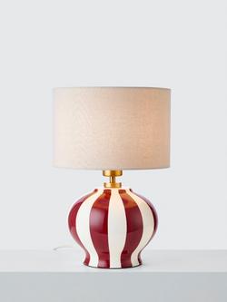 John Lewis Burano Striped Ceramic Table Lamp, Burgundy