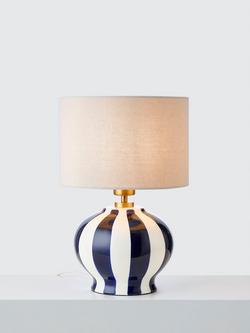 John Lewis Burano Striped Ceramic Table Lamp, Indigo