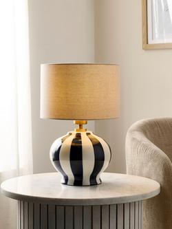 John Lewis Burano Striped Ceramic Table Lamp - view 2, Indigo