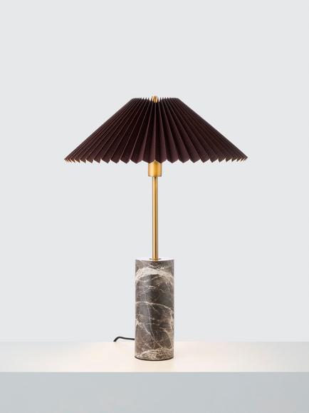 John Lewis Concert Marble Base Pleat Shade Table Lamp, Brown, Brown Marble