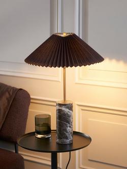John Lewis Concert Marble Base Pleat Shade Table Lamp, Brown - view 2, Brown Marble
