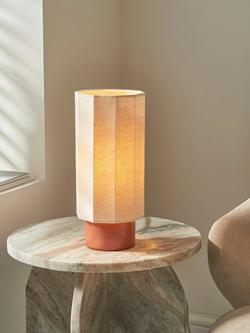 John Lewis Deca Ceramic Base Table Lamp, Natural Linen - view 2, Natural Linen